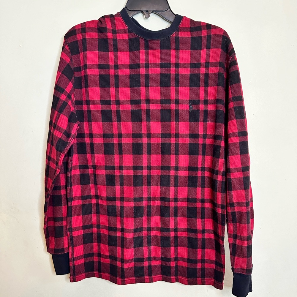 POLO RALPH LAUREN Buffalo Check Plaid Long Sleeve Thermal Shirt Size L